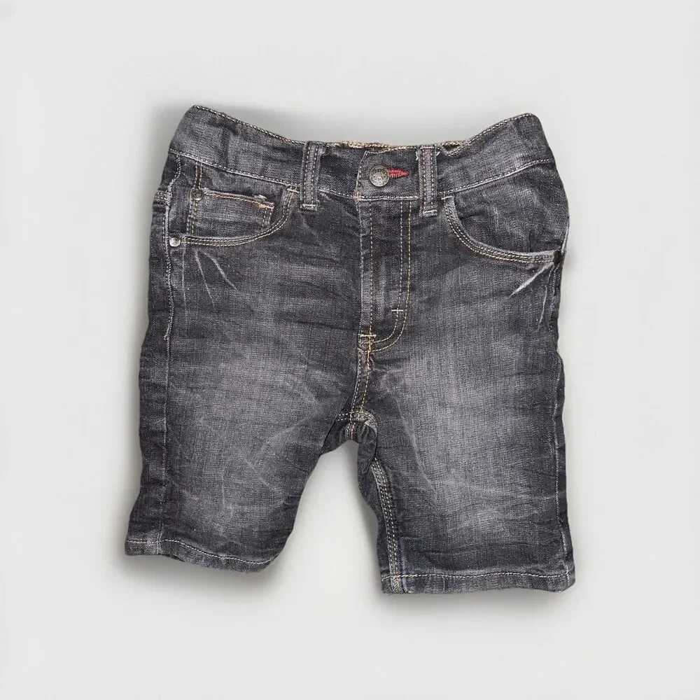 Boy's Wrangler Skater Denim Shorts Size 6 Dark Wash Faded